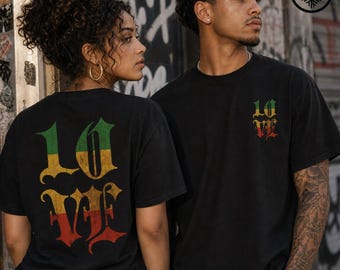 Love Rasta Roots Reggae Blackletter Style Text Unisex garment-dyed heavyweight t-shirt Comfort Colors