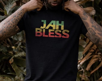 Jah Bless Rastafari Short-Sleeve Unisex T-Shirt Reggae Roots Rock Design