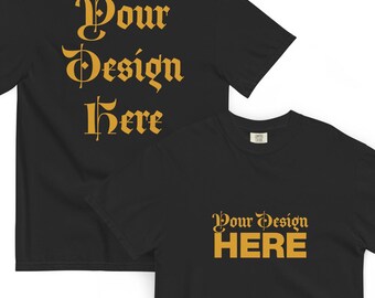 Maglietta personalizzata con design su misura, colori confortevoli, stampa del tuo logo, disegno o testo, t-shirt unisex pesante tinta in capo.