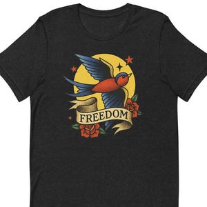 Classic Tattoo Design Swallow Symbol Of Freedom Unisex t-shirt Old School Flash Tattoo Inspired Design