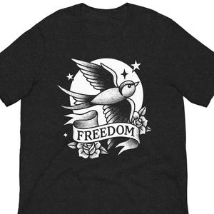 Classic Swallow Freedom Traditional Tattoo Design Unisex t-shirt