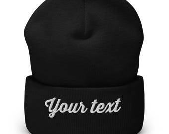 Personalized Embroidered Beanie: Custom Text Cuffed Hat