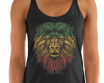 Rasta Lion Roots Rock Reggae Women's Racerback Tank