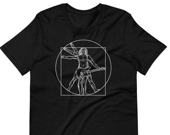 Guitarist Vitruvian Man Short-Sleeve Unisex T-Shirt Rocker Design