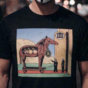 Pirate Chain Monero Wownero Bitcoin Trojan Horse Short-Sleeve Unisex T-Shirt Privacy Cryptocurrency