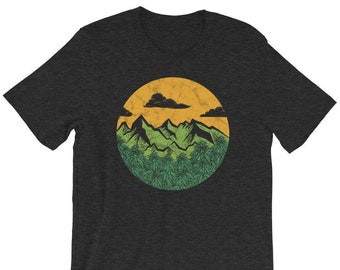 Cannabis Forest Mountain Graphic Design Short-Sleeve Unisex T-Shirt Marijuana Plant Outdoor Grower