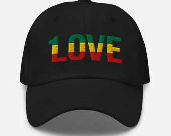 1 gorra de papá Love Rasta Rocks Rock Reggae