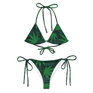 Cannabis Marijuana Pattern All-over print recycled string bikini