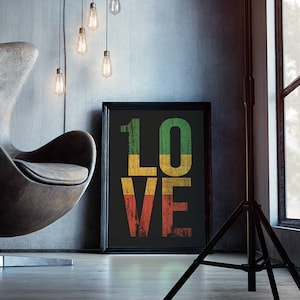 1 Love Reggae Music Inspired Photo paper poster One Love Rasta Colors