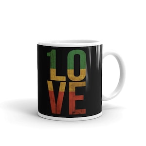 1 Love Rasta Roots Rock Reggae Mug blanc brillant