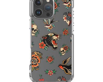 Old School Tattoo Flash Pattern Clear Case for iPhone® Transparent