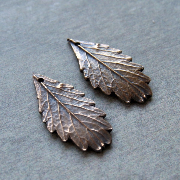 Realistic Leaf Jewelry Links, Artisan Findings, Organic Patina Charms, Handmade Bronze Rustic Findings, Plant Earrings, Elven Jewelry