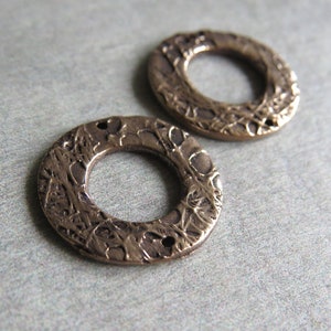 Organic Bronze Jewelry Links, Artisan Findings, Organic Patina Charms, Handmade Bronze Rustic Findings, Gift for Jewelry Artist