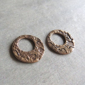 Organic Bronze Jewelry Links, Artisan Findings, Organic Patina Charms, Handmade Bronze Rustic Findings, Gift for Jewelry Artist