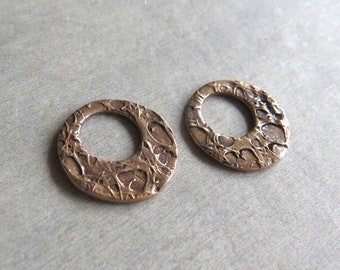 Organic Bronze Jewelry Links, Artisan Findings, Organic Patina Charms, Handmade Bronze Rustic Findings, Gift for Jewelry Artist