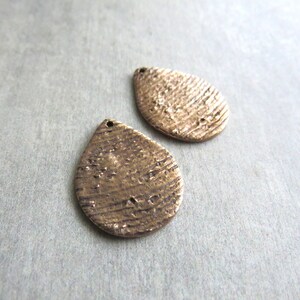 Organic Teardrop Jewelry Links, Artisan Findings, Organic Patina Charms, Handmade Bronze Rustic Findings, Plant Earrings