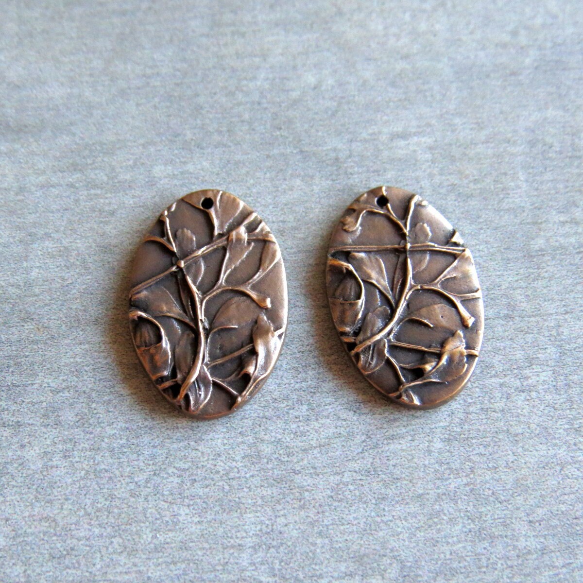 Leaf Woodland Jewelry Links, Artisan Findings, Organic Patina Charms