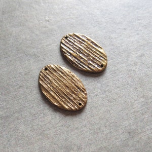 Tree Bark Jewelry Links, Bark Findings, Artisan Findings, Organic Patina Charms, Handmade Bronze Rustic Findings, Patina Beads