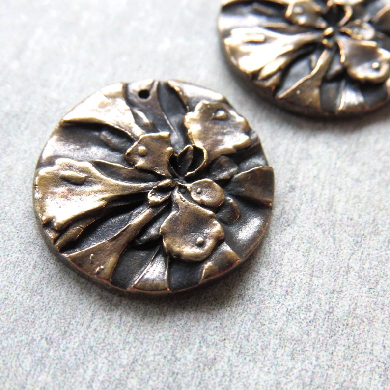 Floral Jewelry Links Artisan Findings Organic Patina Charms Etsy
