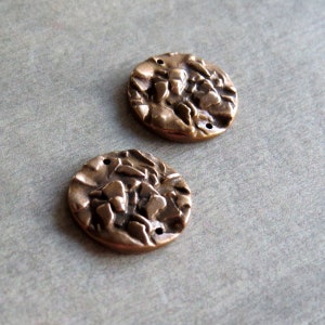 Organic Bronze Jewelry Links, Artisan Findings, Organic Patina Charms, Handmade Bronze Rustic Findings, Plant Components