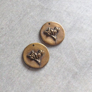 Floral Jewelry Links, Floral Findings, Artisan Findings, Organic Patina Charms, Handmade Bronze Rustic Findings, Patina Beads