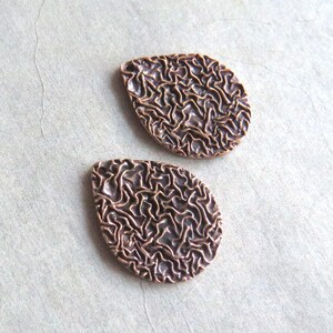 Organic Teardrop Jewelry Links, Artisan Findings, Organic Patina Charms, Handmade Bronze Rustic Findings, Plant Earrings