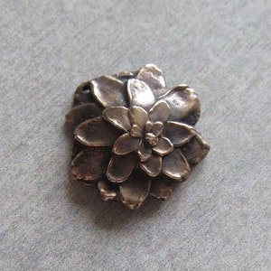 Succulent Pendant, Floral Pendant, Floral Charm, Artisan Findings, Organic Patina Charms, Handmade Bronze Rustic Findings, Terrarium Charm