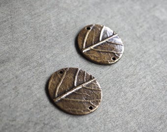 Bronze Leaf Charms – Handmade Botanical Jewelry Findings – Nature Inspired Components for Earrings, Pendants or Necklaces