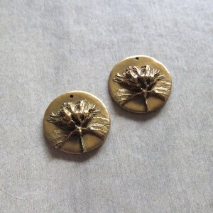 Flower Woodland Jewelry Links, Artisan Findings, Organic Patina Charms, Handmade Bronze Rustic Findings, Plant Earrings