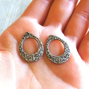 Teardrop Jewelry Links, Artisan Findings, Organic Patina Charms, Handmade Bronze Rustic Findings, Patina Beads