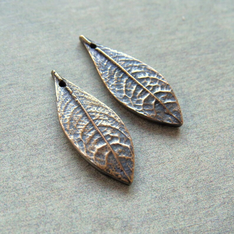 Dandelion Leaf Jewelry Links, Artisan Findings, Organic Patina Charms, Handmade Bronze Rustic