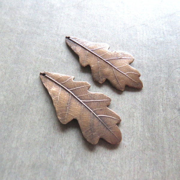 Oak Leaf Woodland Jewelry Links, Leaf Charm, Oak Leaf, Leaf Pendant, Artisan Findings, Leaf Findings, Handmade Bronze Rustic Findings