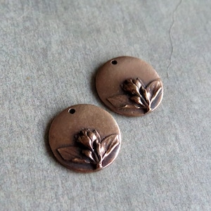 Floral Jewelry Links, Floral Findings, Artisan Findings, Organic Patina Charms, Handmade Bronze Rustic Findings, Patina Beads
