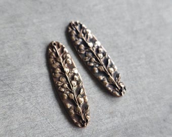 Rustic bronze leaf charms – handmade nature-inspired jewelry components – botanical pendants for earrings or necklaces