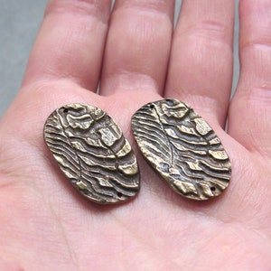 Tree Bark Jewelry Links, Artisan Findings, Organic Patina Charms, Handmade Bronze Rustic Findings, Patina Beads