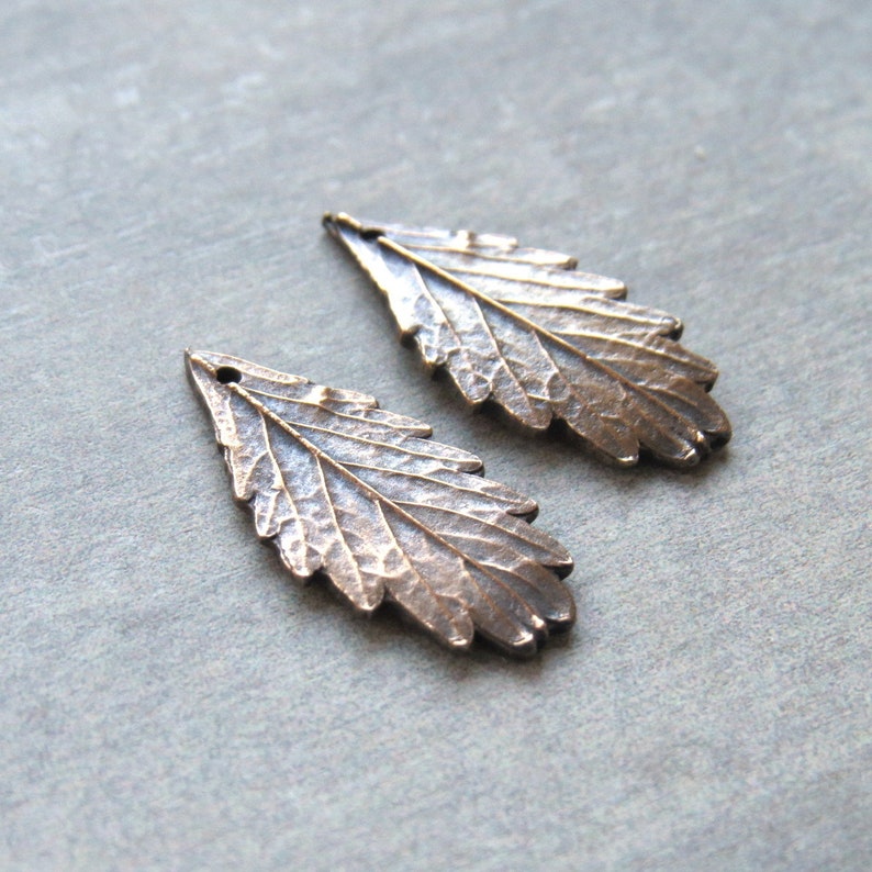 Realistic Leaf Jewelry Links, Artisan Findings, Organic Patina Charms, Handmade Bronze Rustic