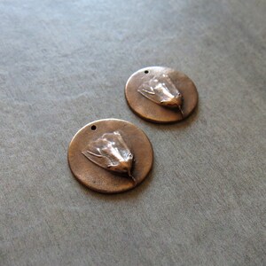 Flower Woodland Jewelry Links, Artisan Findings, Organic Patina Charms, Handmade Bronze Rustic Findings, Plant Earrings