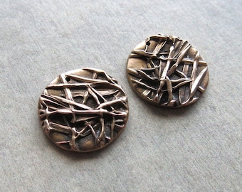 Leaf Woodland Jewelry Links, Artisan Findings, Organic Patina Charms, Handmade Bronze Rustic Findings, Plant Charms