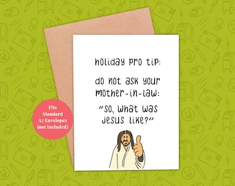 Divertente biglietto di Natale volgare: "Com'era Gesù?" PDF stampabile