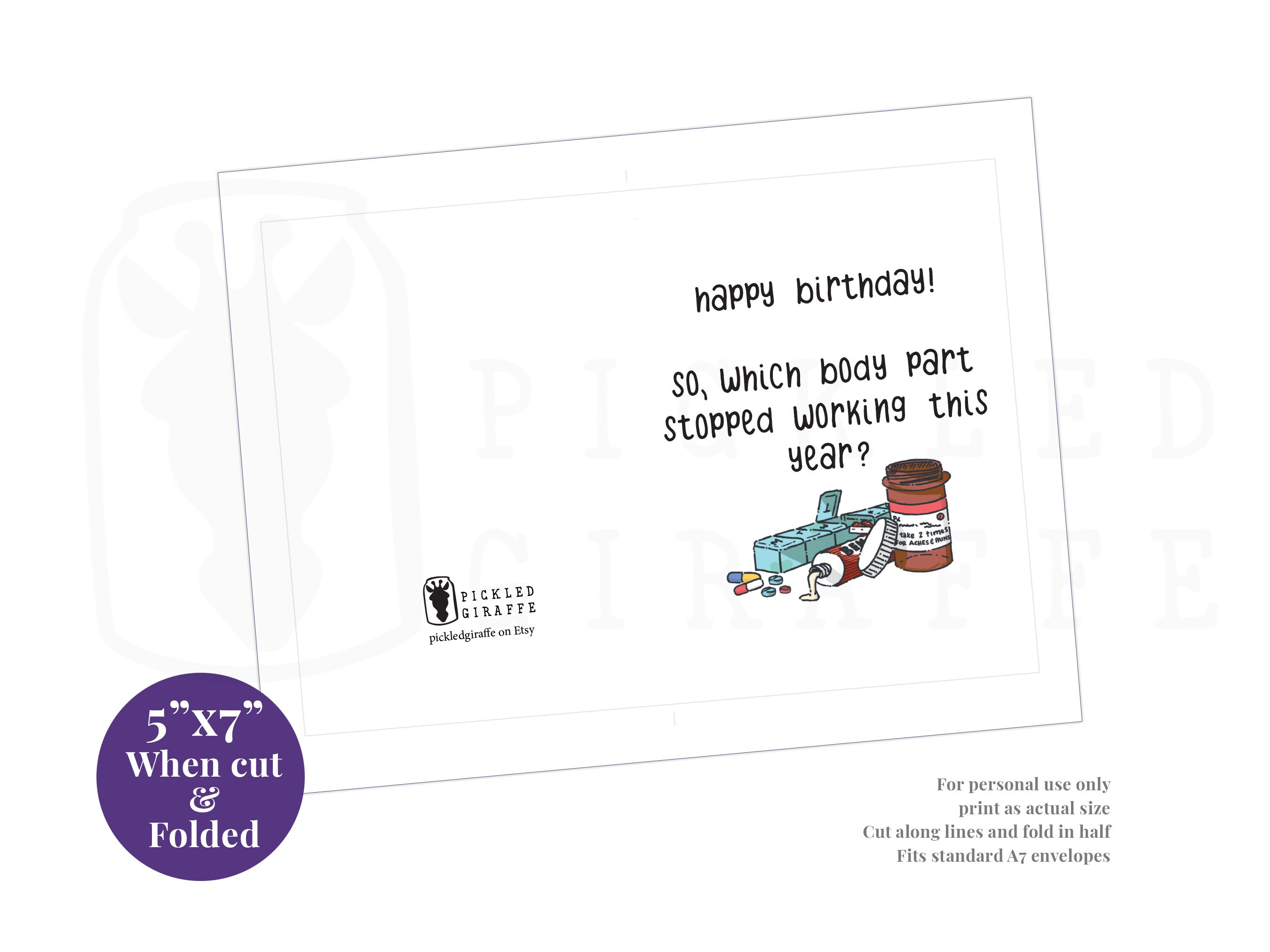 Funny Birthday Card, Printable Birthday Card, Card for Her, Card for ...