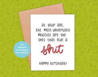 Divertente biglietto di auguri per l'invecchiamento: muscoli inutilizzati, umorismo per adulti (PDF stampabile)