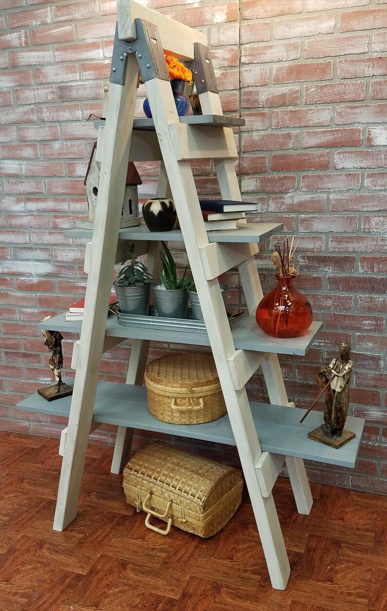 Farmhouse style ladder shelf rustic furniture shabby chic Etsy
