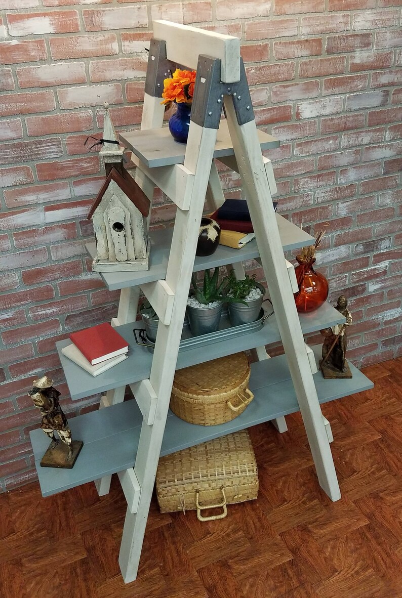 Farmhouse style ladder shelf rustic furniture shabby chic Etsy