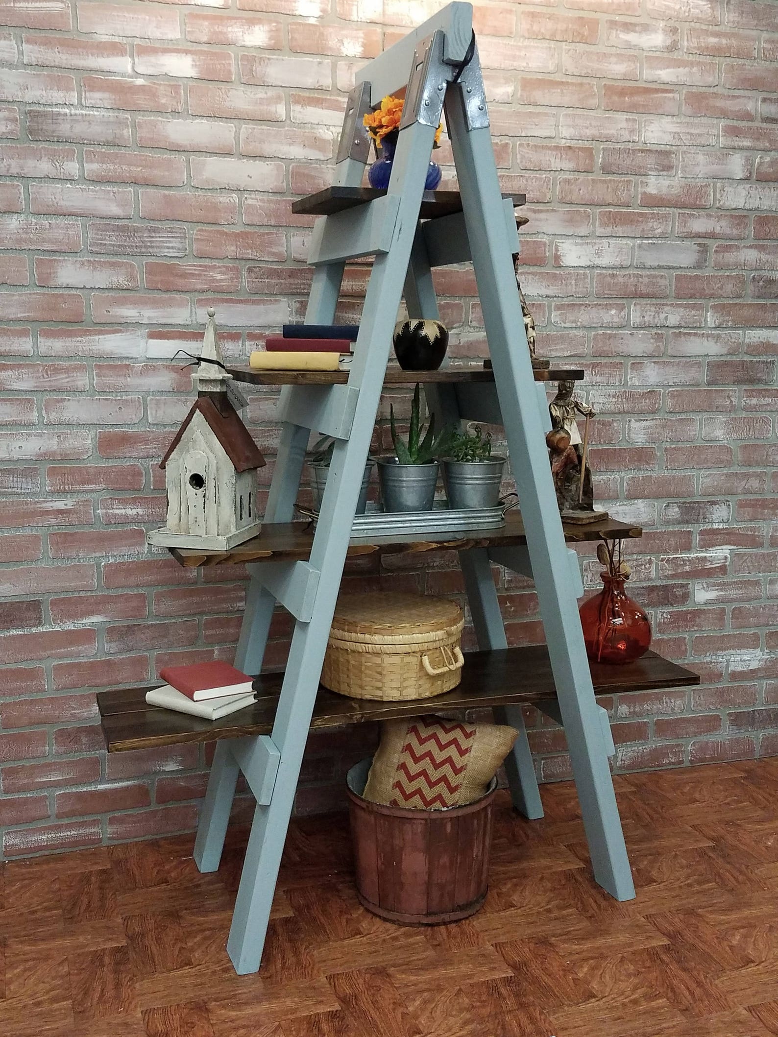 Farmhouse style ladder shelf rustic furniture shabby chic Etsy