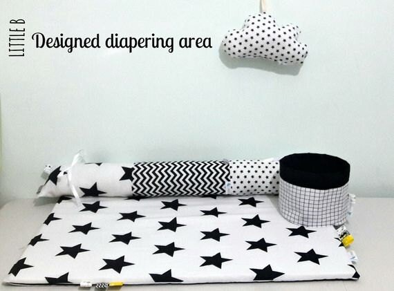 Changing Mat Bed Bumper Monochrome Bedding Etsy