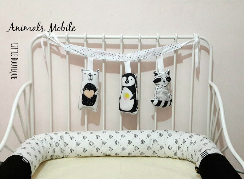Kinderbett Mobile Baby Mobile Mobile Tiere. schwarz / weiß | Etsy
