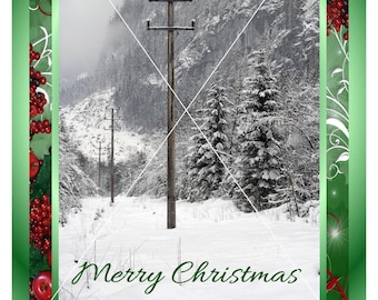 PACK OF 10: "After The Storm" Power Lineman Christmas Greeting Cards -Utility Company's, Electric Cooperatives, Electrical Contractors.