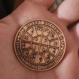 Ohms Law Wheel 1.75" Copper Coin AC DC Electrical Formulas Study Aid Resistance and Impedance! Apprentice - Electrician- Engineer Gift IBEW