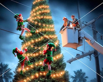 PACK OF 10 A Job Well Done Holiday Christmas Greeting Cards for electric power linemen, lineworkers. Includes quality envelopes & Shipping.