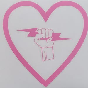Heart with Hand Holding Power Bolt Window Decal Sticker - Variations as shown